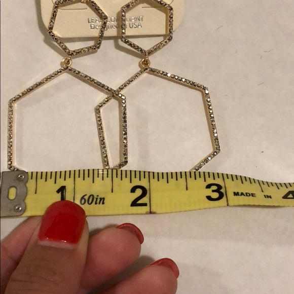 Hexagon Hoop Rhinestone Drop Earrings - Picture 8 of 8